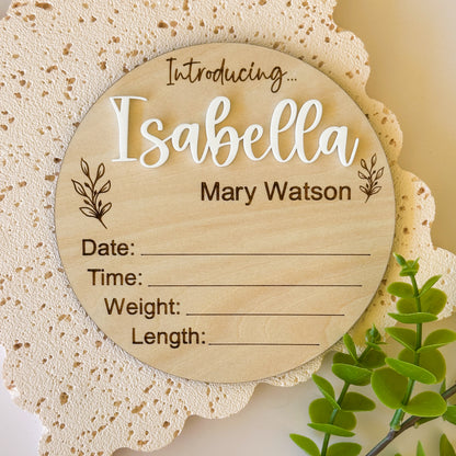 Personalised Baby Birth Announcement Plaque