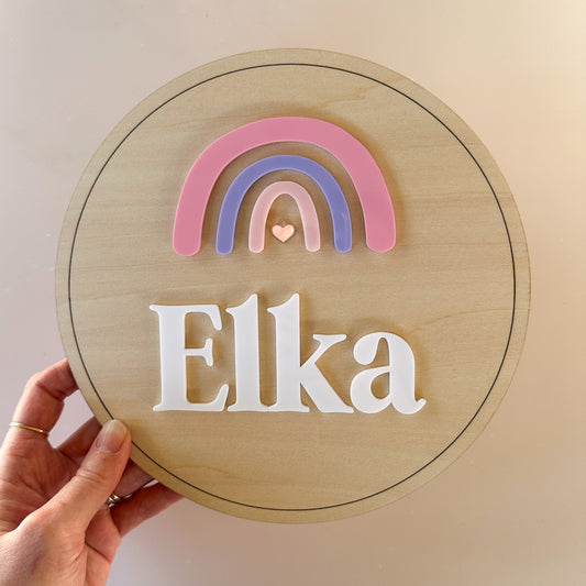 Personalised Rainbow Wooden Door Sign | Wall Plaque | Personalised Kids Door Sign