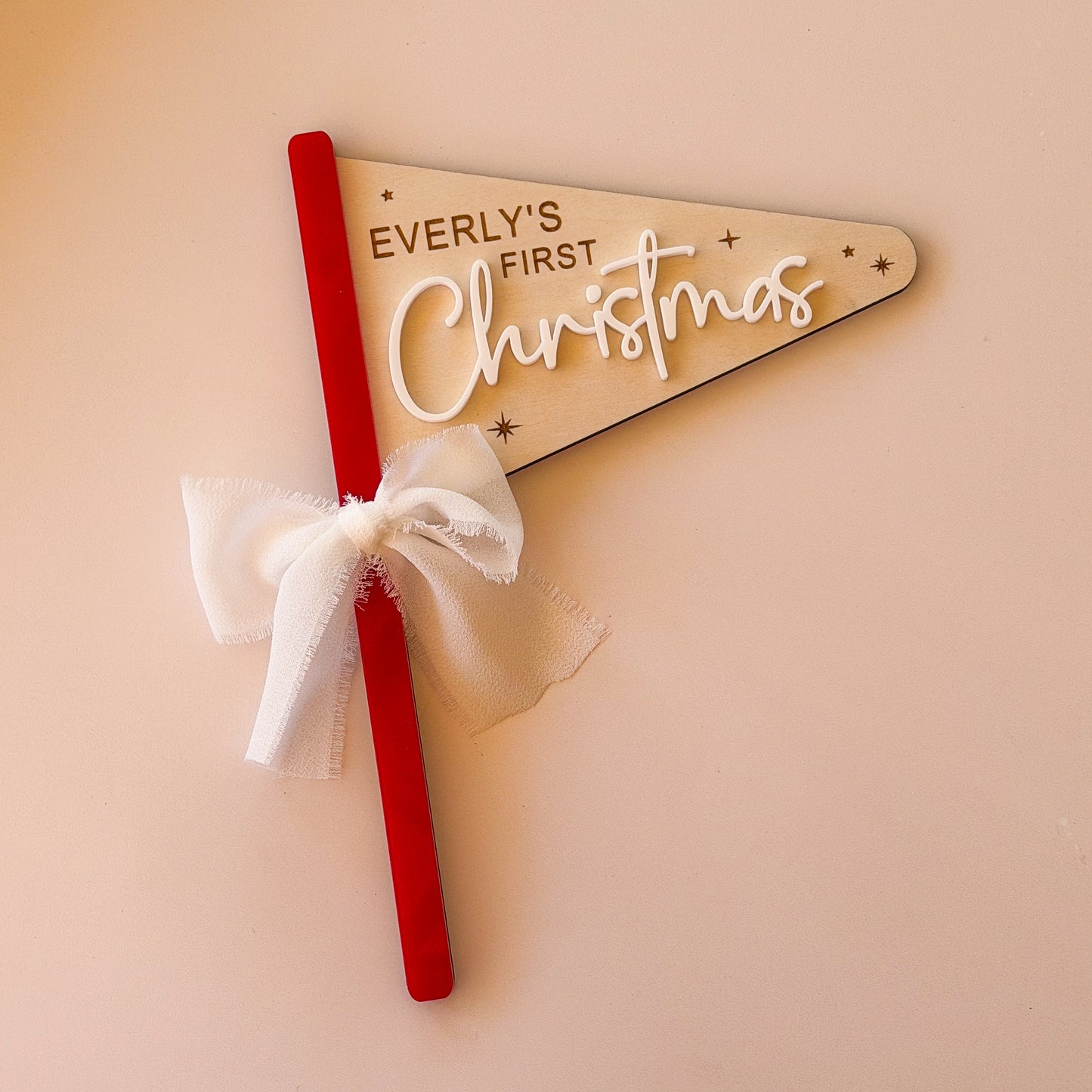 First Christmas Sign 2025 | Personalised Baby First Christmas Flag Sign | Personalised Christmas Decoration