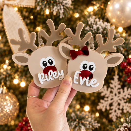 Personalised Christmas Ornament Acrylic Reindeer