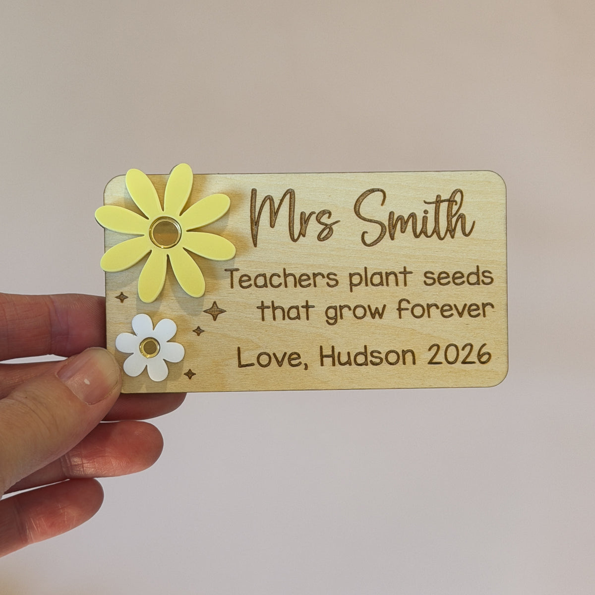 Personalised Teacher Gift Magnet | Teacher Thank you Gift | End of Year Teacher Gift Flowers