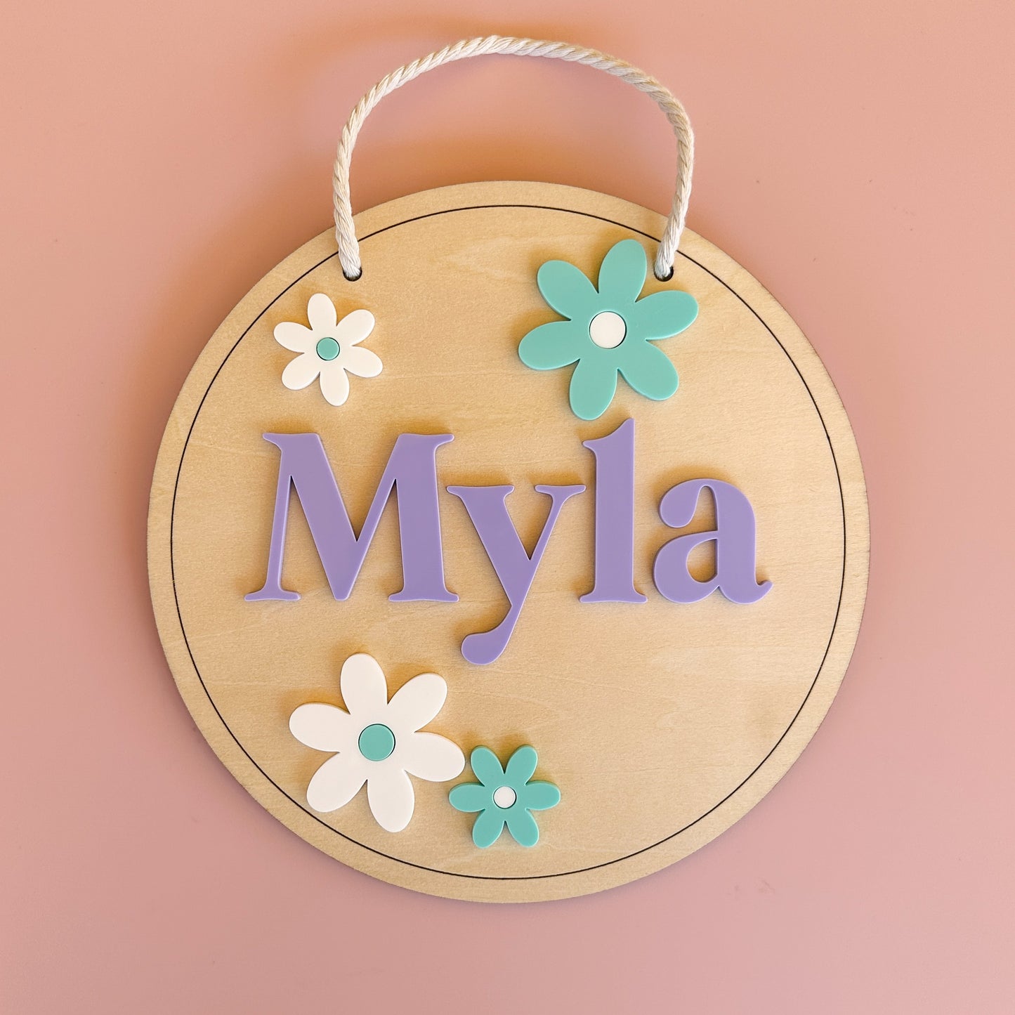 Personalised Name Plaque - Flowers| Kids Door Sign | Birth Announcement Plaque
