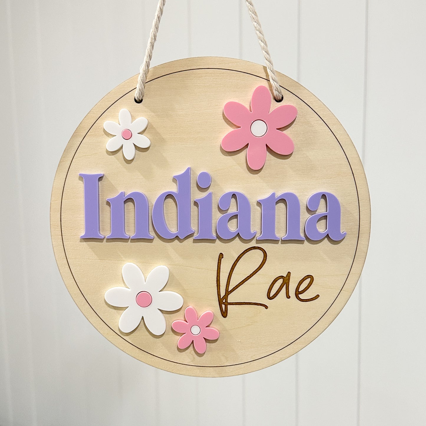 Personalised Name Plaque - Flowers| Kids Door Sign | Birth Announcement Plaque