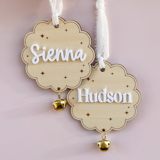 Wooden Acrylic Christmas ornaments with names engraved | Personalised Christmas Ornaments | Customisable 