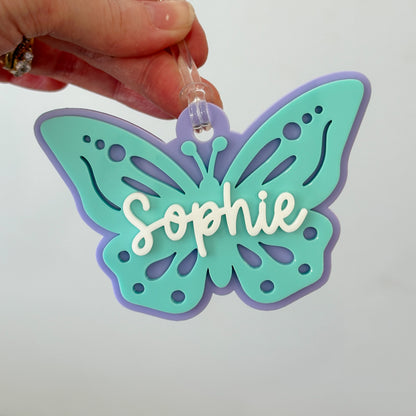 Double Layered Acrylic Personalised Bag Tag | Flower