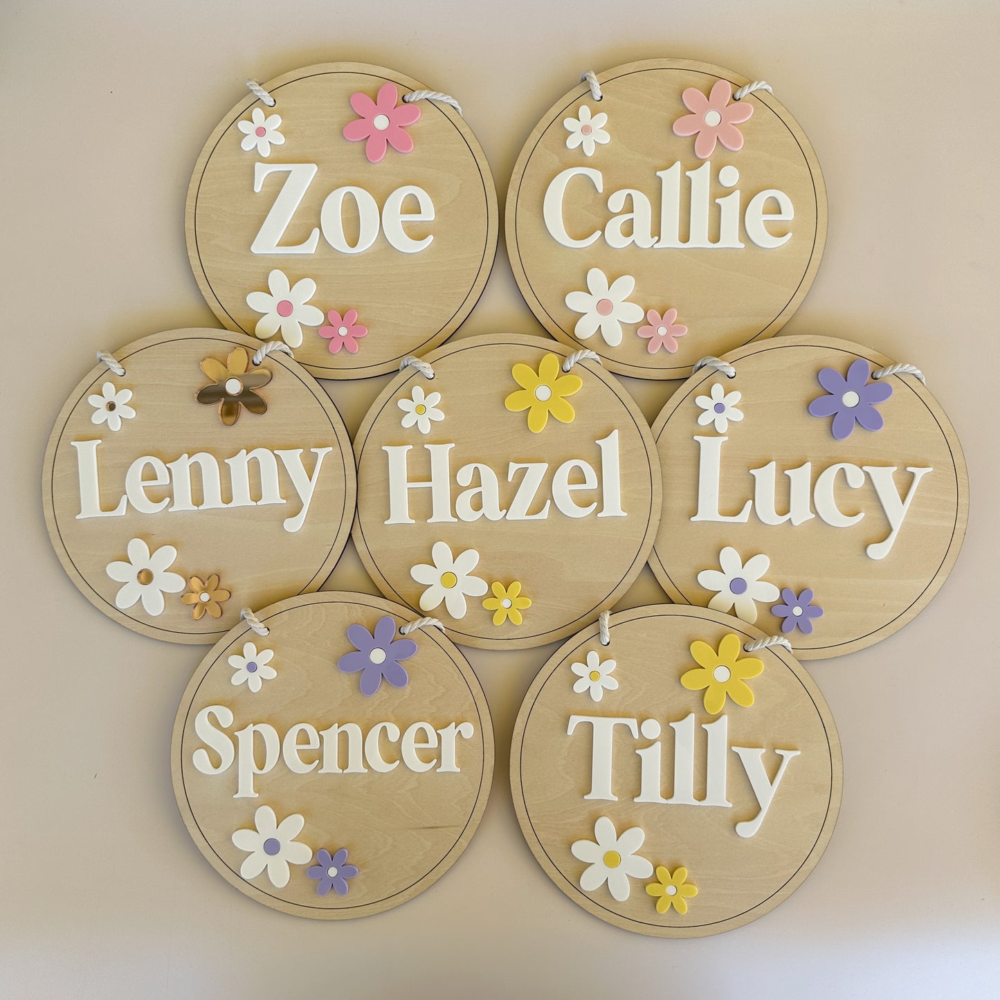 Personalised Name Plaque - Flowers| Kids Door Sign | Birth Announcement Plaque