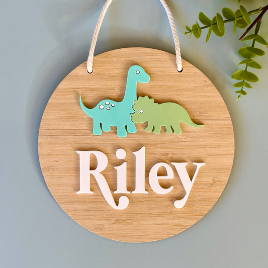 Personalised Dinosaur Wooden Door Sign |  Personalised Kids Door Sign