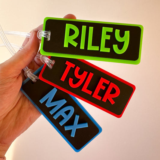 Double Layered Acrylic Personalised Bag Tag | Personalised Name Keyring | Name Bag Tag Rectangle