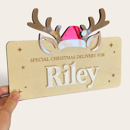 DIY Christmas Crate Plaque Sign Reindeer | Personalised Crate Sign