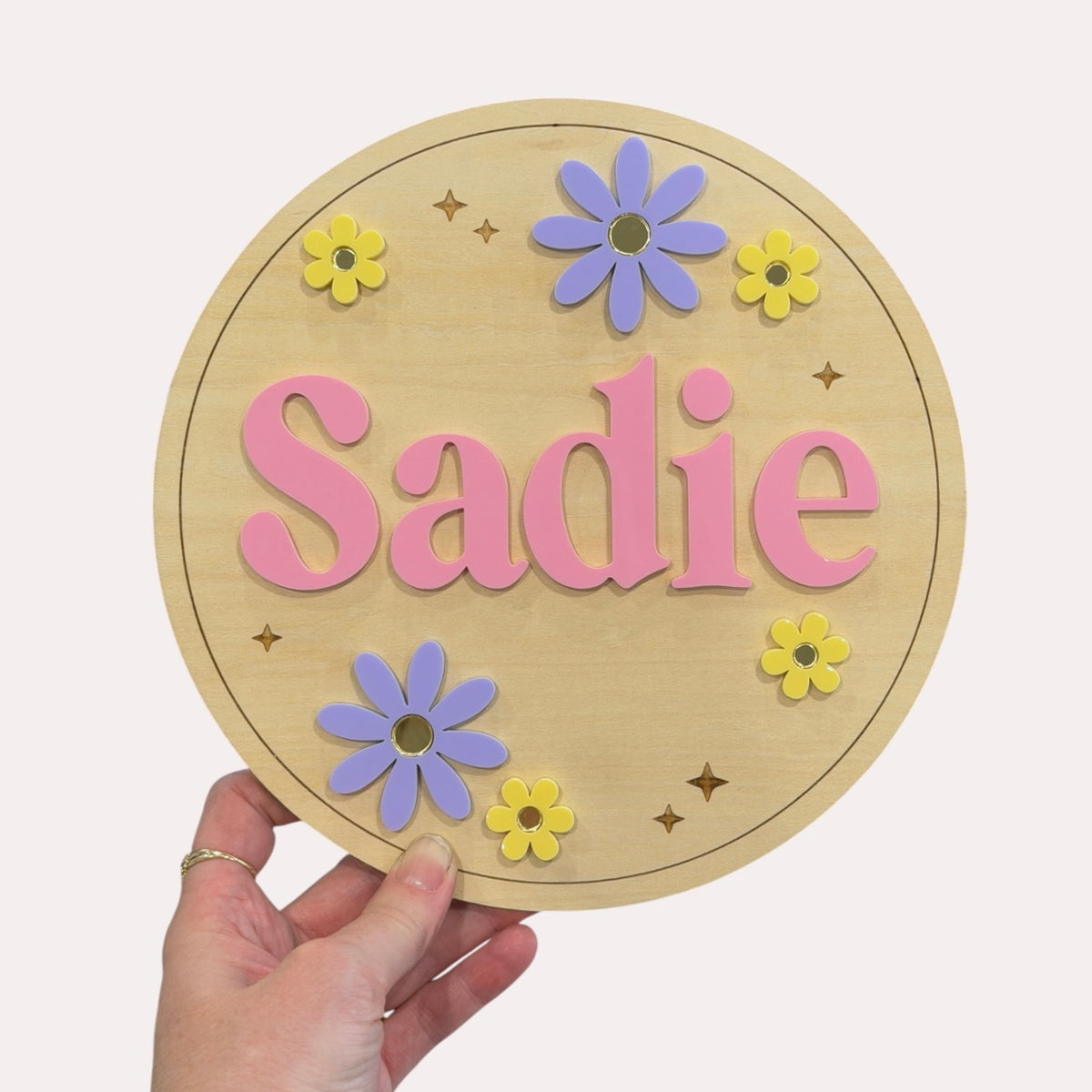 Personalised Custom Name Plaque - Flower | Kids Bedroom Door Sign