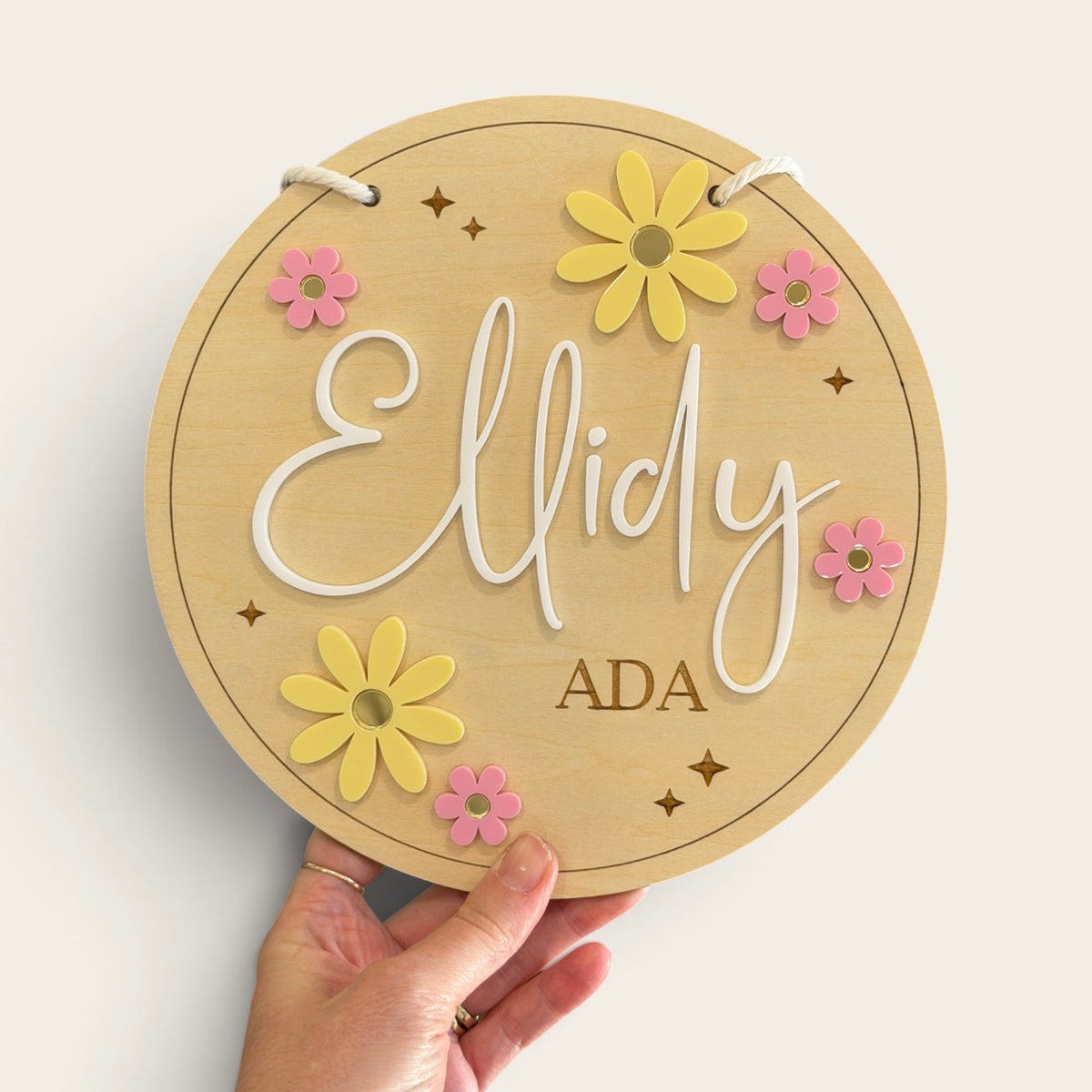 Personalised Custom Name Plaque - Flower | Kids Bedroom Door Sign