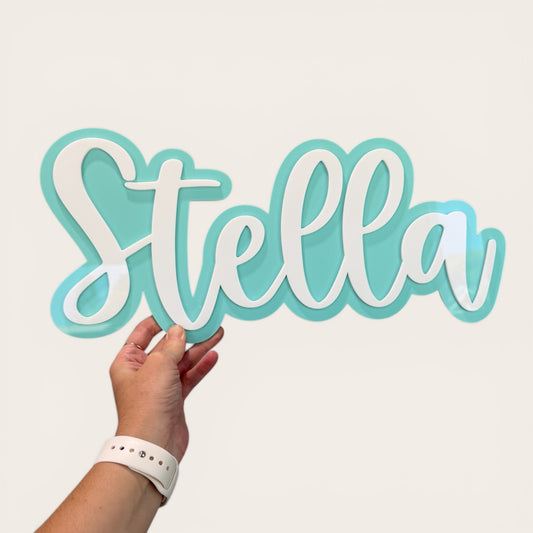Personalised Double Layered Acrylic Name Sign | Custom Kids Room Wall Art Australia