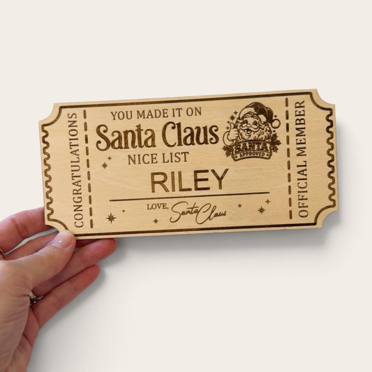 Personalised Christmas Nice List Ticket