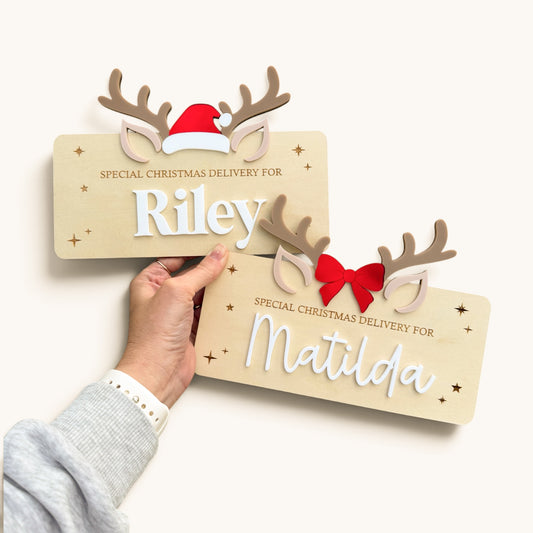 DIY Christmas Crate Plaque Sign Reindeer | Personalised Crate Sign