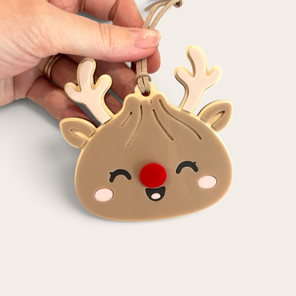 Christmas Squishy Ornament 2 Pack | Reindeer Dumpling Wooden Acrylic