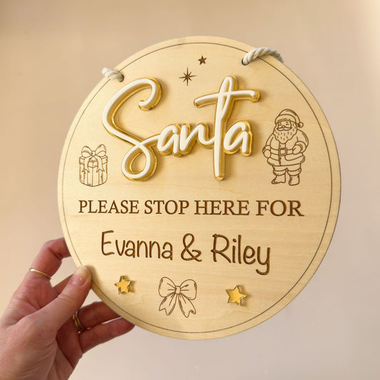 Santa Please Stop Here Sign | Personalised Christmas