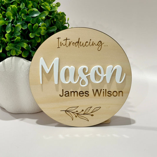 Birth Announcement Plaque Personalised with Acrylic Name