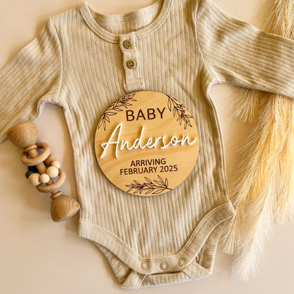 Pregnancy Announcement Plaque with Acrylic Name