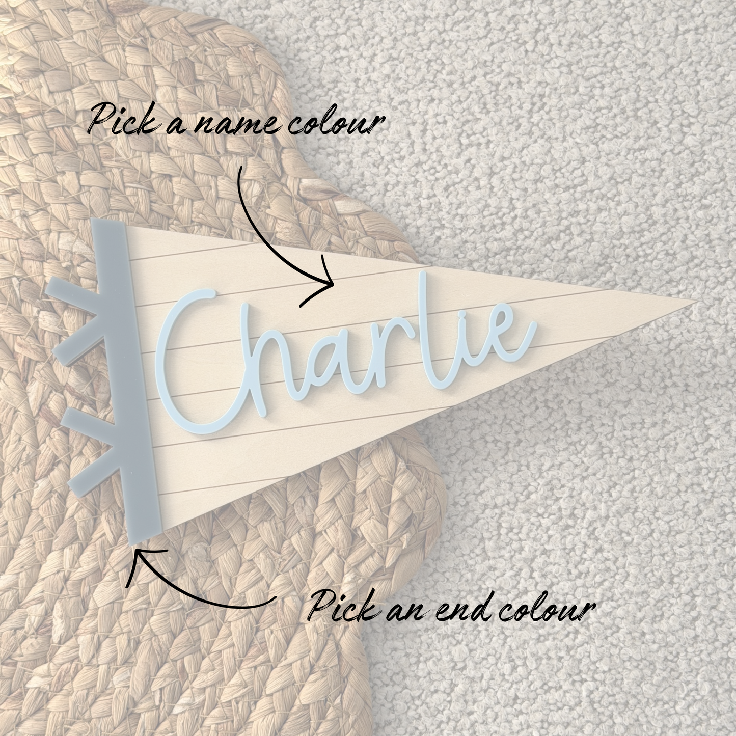 Personalised Kids Wooden Acrylic Flag Wall Sign