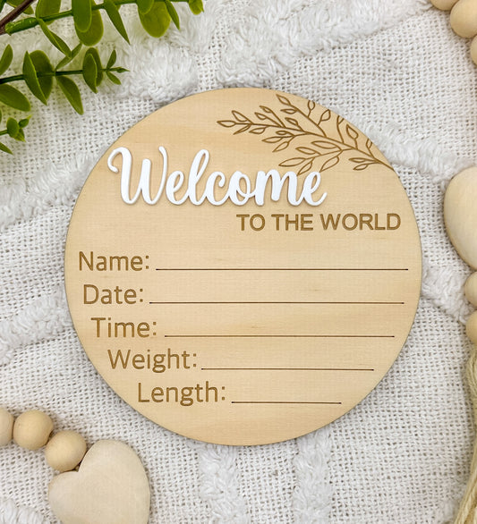 Baby Welcome to the World Newborn Sign | Birth Announcement Sign