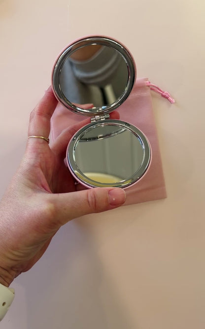 Personalised Blush Pink Compact Mirror – Engraved Name Gift