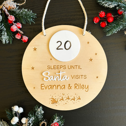 Santa Countdown Sign | Christmas Countdown Sign | Personalised Christmas Sign