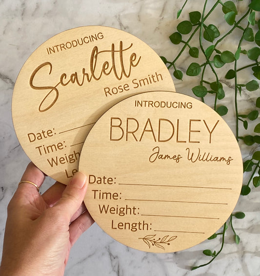 Personalised Baby Birth Announcement Plaque