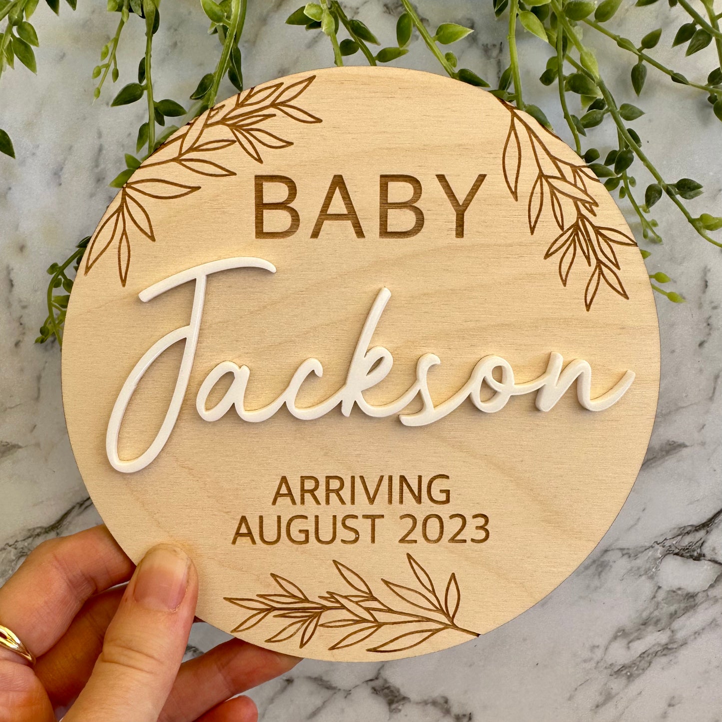 Pregnancy Announcement Plaque with Acrylic Name